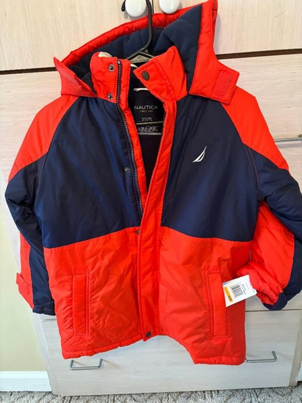 Nautica Boys Red & Blue Hooded Winter Jacket Size S (8) - New with Tags